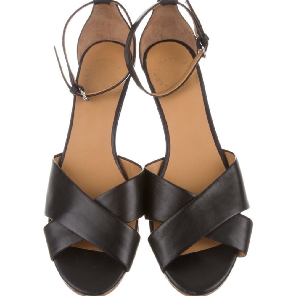 Marc by Marc Jacobs leather cork wedge flats